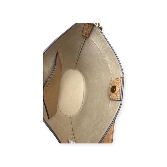 Tory Burch McGraw Tiramisu Tan Leather Bucket Tote/Shoulder Bag Authentic New - Picture 6 of 7